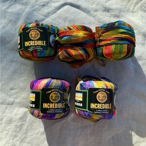 Lot of 5 Lion Brand Incredible ribbon yarn 50g balls